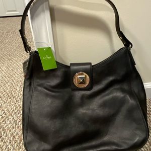 KATE SPADE BLACK LARGE LEATHER SHOULDER BAG
